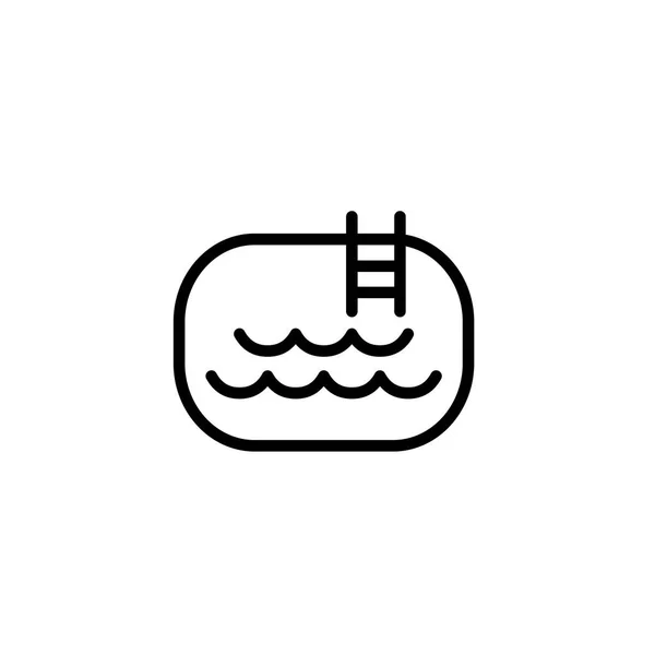 Icono de la piscina delgada línea negro sobre fondo blanco — Archivo Imágenes Vectoriales
