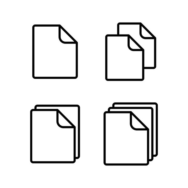 Documento de línea delgada, iconos en blanco — Vector de stock