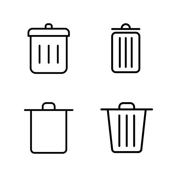 Ligne mince poubelle icônes — Image vectorielle