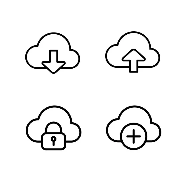 Ícones de nuvem de linha fina — Vetor de Stock