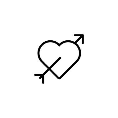 ince çizgi kalp ok simgesi