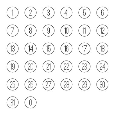 sayılar, beyaz arka plan üzerinde takvim yazı tipi