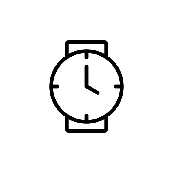 Linha fina relógio, relógio de pulso, ícone — Vetor de Stock