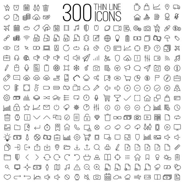 300 thin line universal icons set