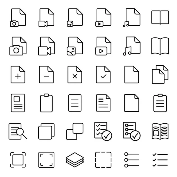 Conjunto de iconos de línea delgada de documento simple — Vector de stock
