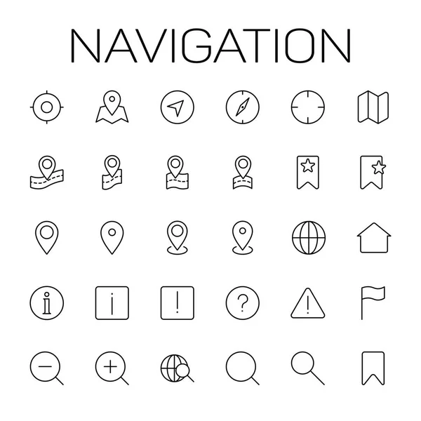 Navigasjonsikoner på hvit bakgrunn – stockvektor