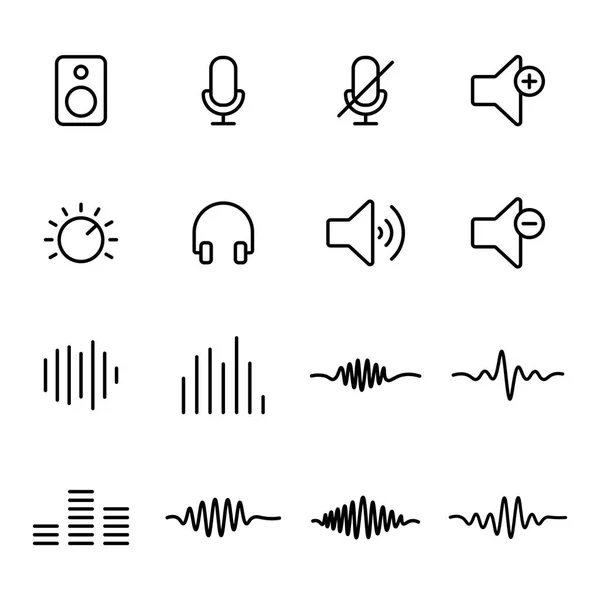 Icônes audio de ligne mince — Image vectorielle