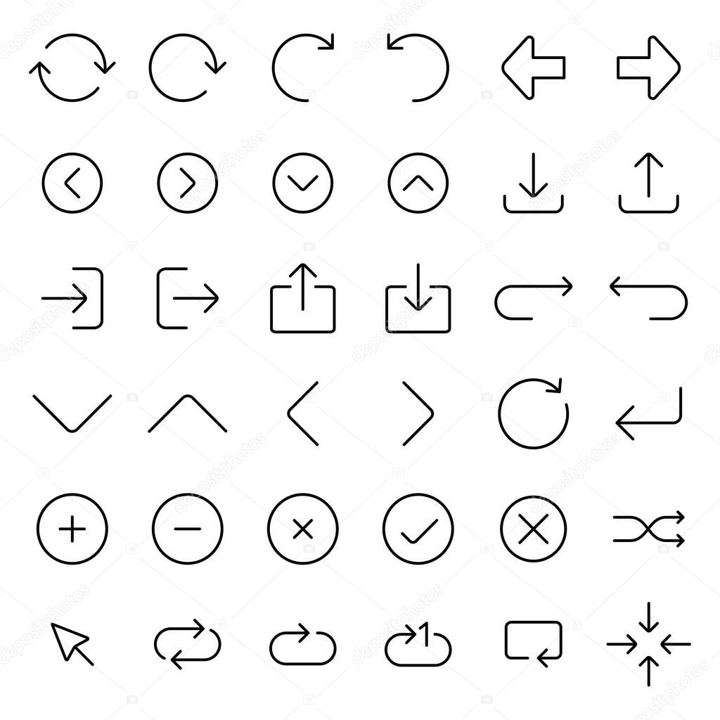 thinline arrow icons set