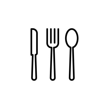 beyaz arka planda çizgi çatal bıçak takımı simgesi
