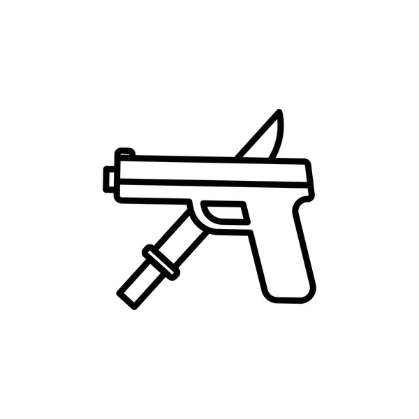 Линейка пистолет и нож значок на белом фоне — стоковый вектор
