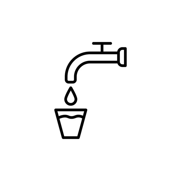 Ligne robinet d'eau icône sur fond blanc — Image vectorielle