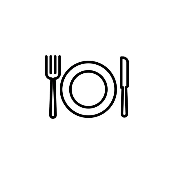 Línea de cubiertos y plato icono sobre fondo blanco — Archivo Imágenes Vectoriales