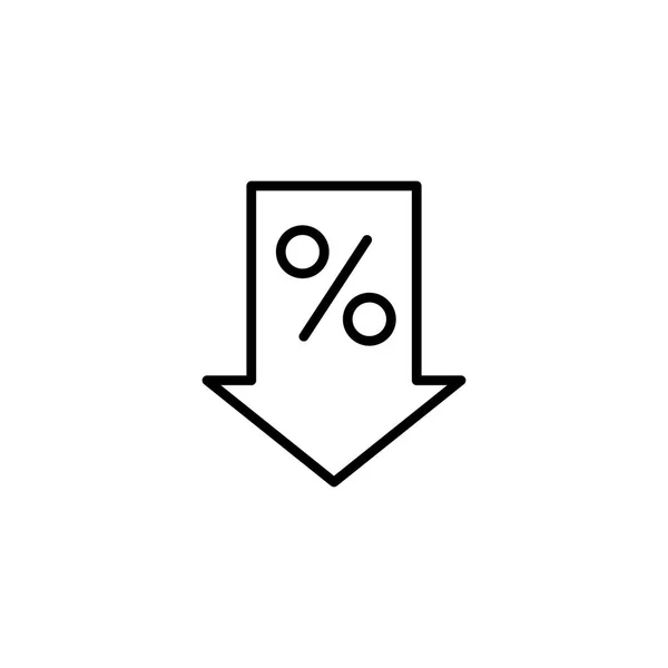 Linea percentuale giù icona su sfondo bianco — Vettoriale Stock