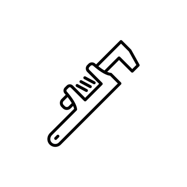 Llave ajustable de línea fina icono — Vector de stock