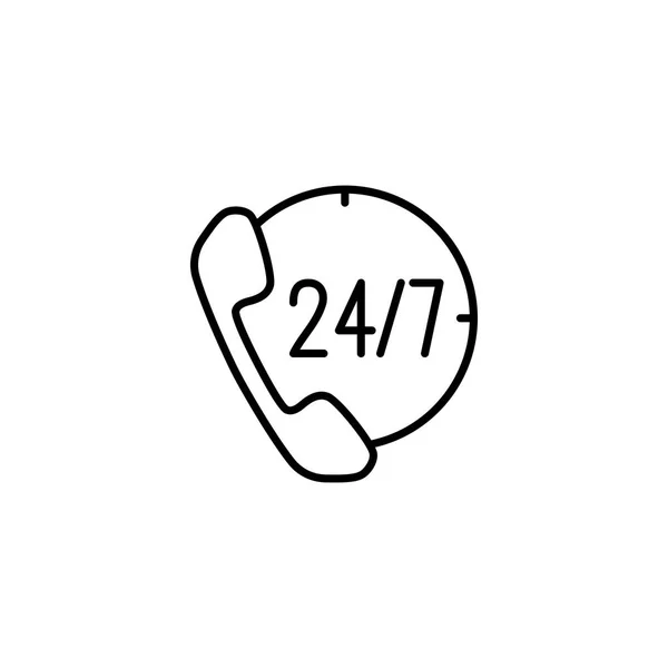 24,7 колл-центр поддержки векторной иконки тонкой линии Лицензионные Стоковые Иллюстрации