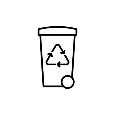 geri dönüşüm işareti ile ince çizgi çöp kutusu