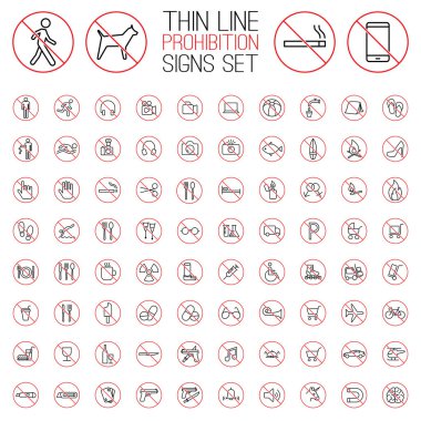 beyaz arka plan üzerinde belirlenen yasaklama işaretleri