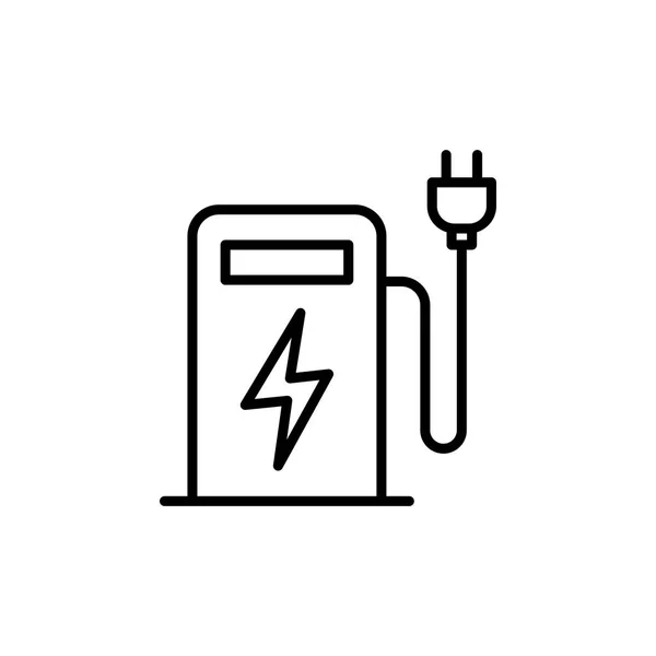 Cienka linia elektryczna stacja ładowania samochodów ikona — Wektor stockowy
