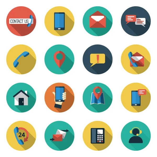 Contact us flat icons set — стоковый вектор