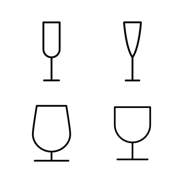 Cienkie szklane ikony wina linii na białym tle — Wektor stockowy