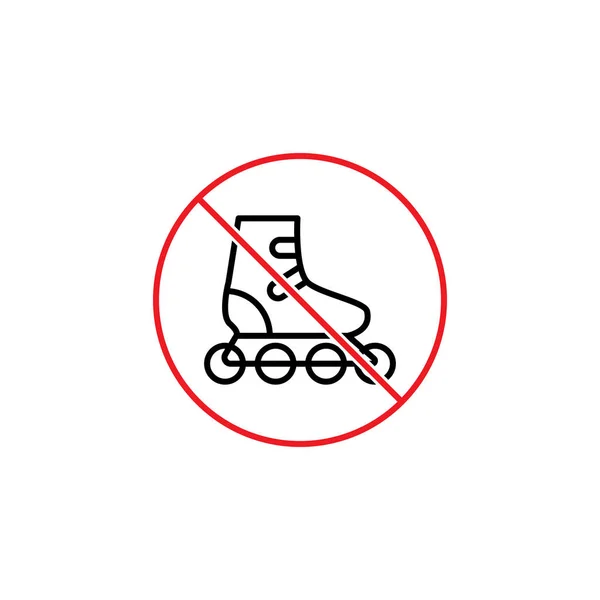 Знак запрета роликовых коньков на белом фоне — стоковый вектор