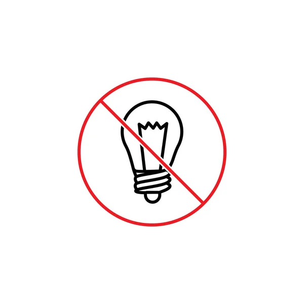 Лампочки накаливания запрещенный знак на белом фоне — стоковый вектор