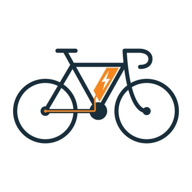 Beyaz arkaplanda elektro bisiklet simgesi