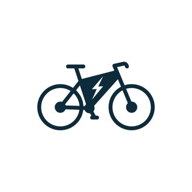 Beyaz arkaplanda elektrikli bisiklet simgesi