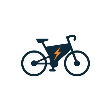 Beyaz arkaplanda elektrikli bisiklet simgesi