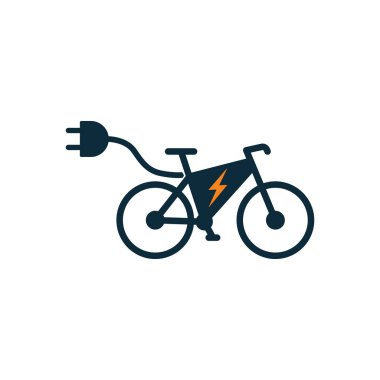 Beyaz arkaplanda elektrikli bisiklet simgesi