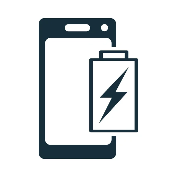 Teléfono móvil icono de carga de batería — Vector de stock