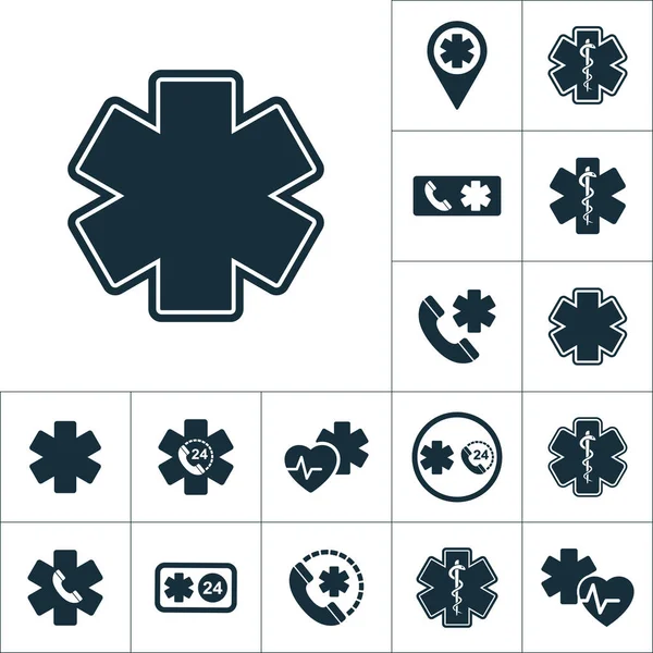 Estrella de la vida icono médico, conjunto médico sobre fondo blanco — Vector de stock