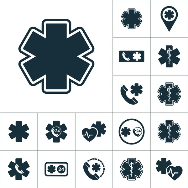 Life star medical icon, set medical pe fundal alb — Vector de stoc