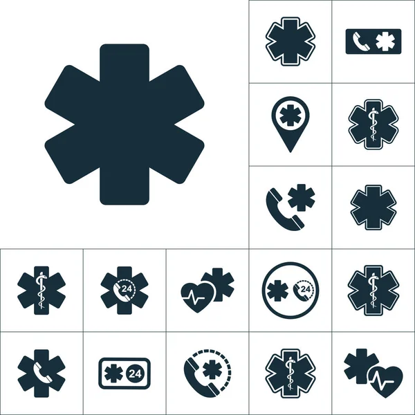 Медицинская икона звезды жизни, медицинский набор на белом фоне — стоковый вектор