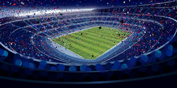 Drawing Wide Angle View Stadium Full People Night Blue Tones — Stock Photo, Image