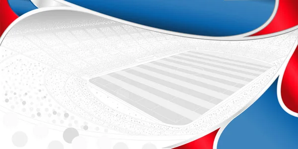 Abstraktní Pozadí Bílé Modré Červené Barvy Výkresem Fotbalový Stadion Plný — Stockový vektor