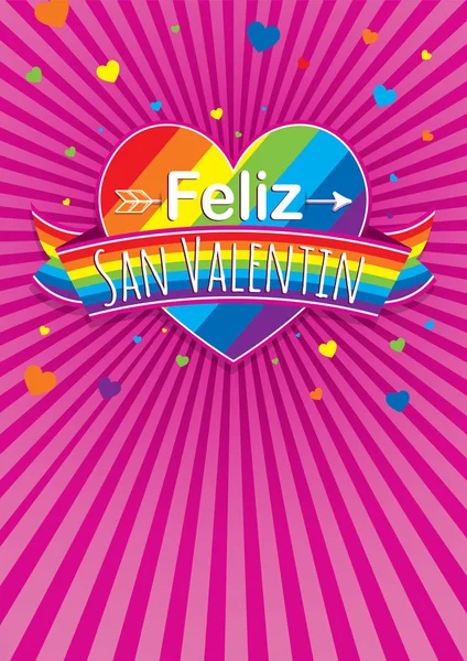 Capa Cartão Com Mensagem Feliz Dia San Valentin Feliz Dia — Vetor de Stock