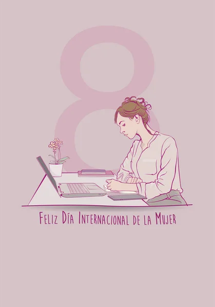 Открытка Dia International Mujer Международный Женский День Испанском Языке Рисунок — стоковый вектор