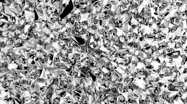 Soyut siyah beyaz doku buruşuk alüminyum folyo benzer. 3D çizim