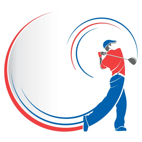 Abstrakcyjny Rysunek Czerwonego Niebieskiego Człowieka Grających Golfa Liniami Ruchu Klubu — Wektor stockowy