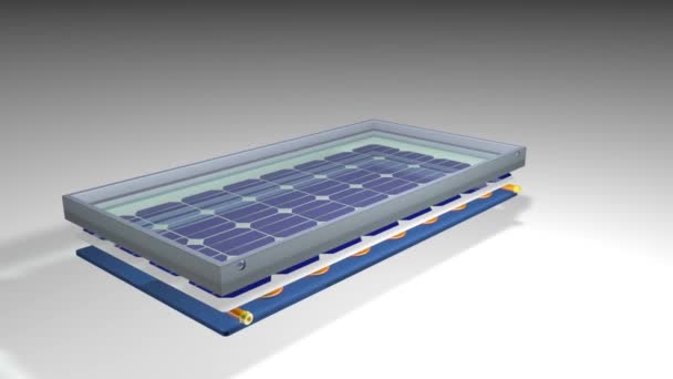 Cross Section View Shows Solar Panel Water Heater Separated Layers — Stock Video