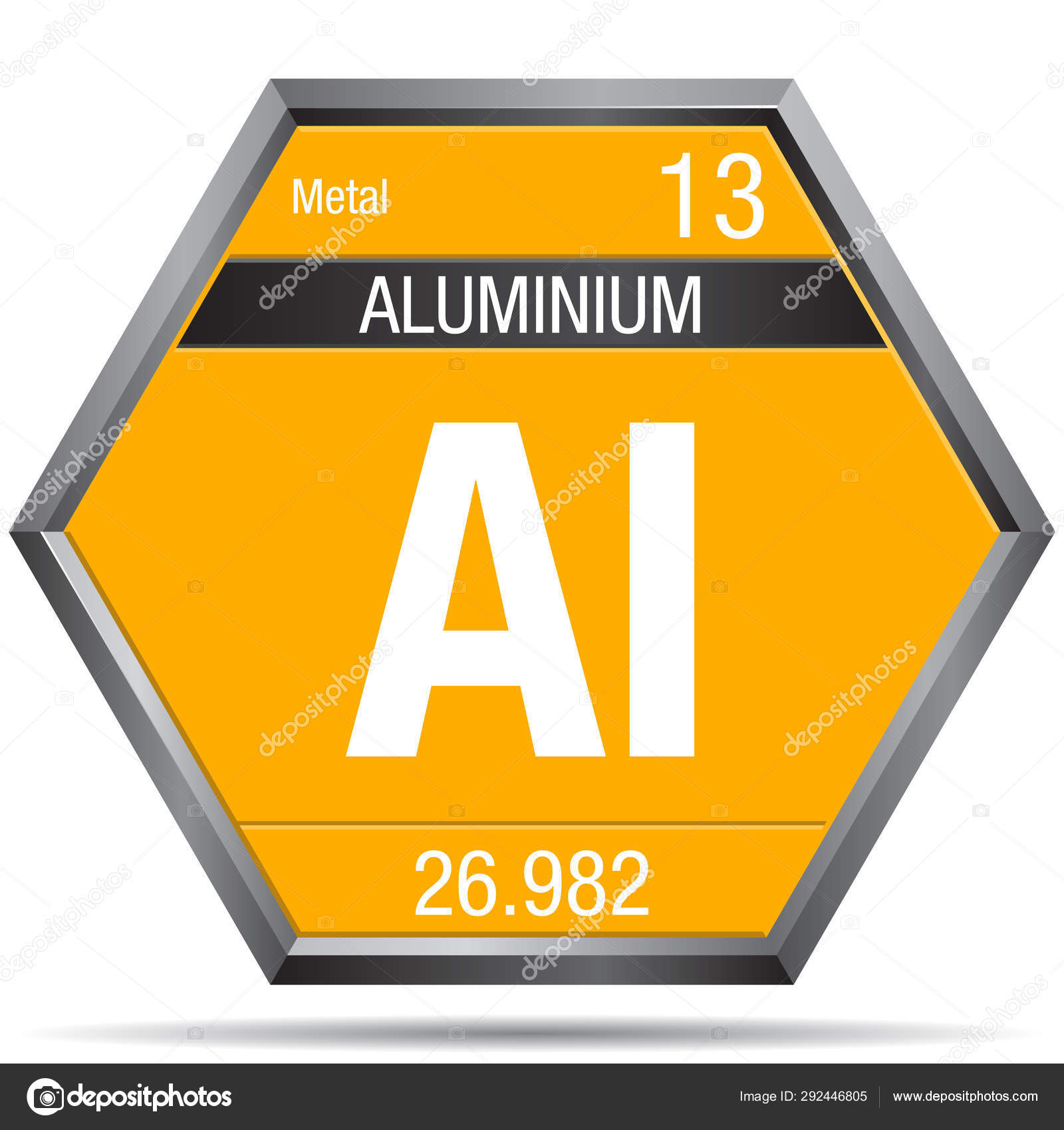 Aluminium Symbol Form Hexagon Metallic Frame Element Number Periodic Table Vector Image By C Alejomiranda Vector Stock 292446805