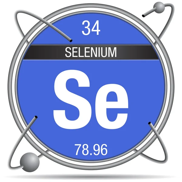 Simbol Selenium Dalam Cincin Logam Dengan Latar Belakang Dan Bola - Stok Vektor