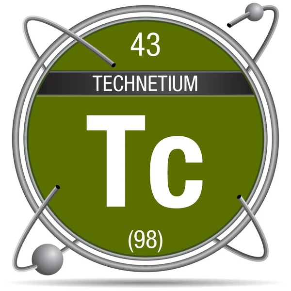 Simbol Teknesium Dalam Cincin Logam Dengan Latar Belakang Dan Bola - Stok Vektor