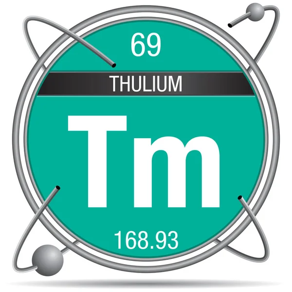 Simbol Thulium Dalam Cincin Logam Dengan Latar Belakang Dan Bola - Stok Vektor