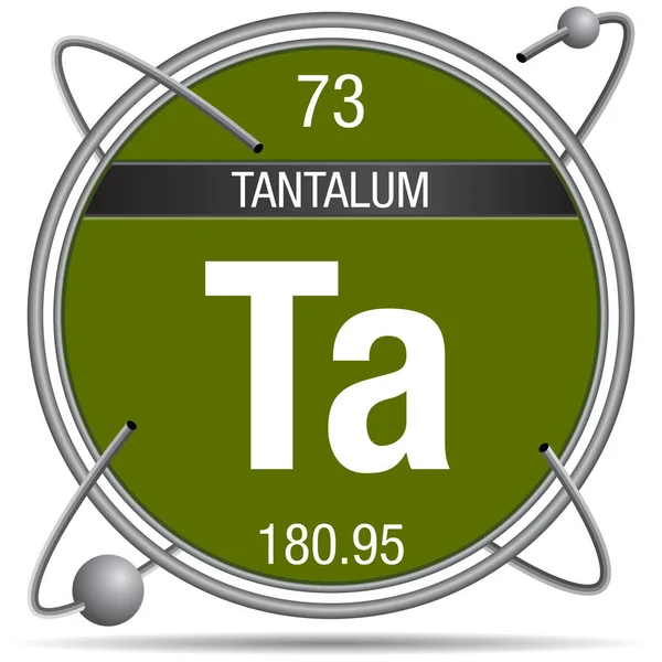 Simbol Tantalum Dalam Cincin Logam Dengan Latar Belakang Dan Bola - Stok Vektor