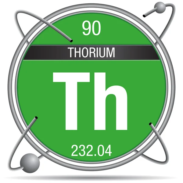 Symbole Thorium Intérieur Anneau Métallique Avec Fond Coloré Sphères Orbite — Image vectorielle