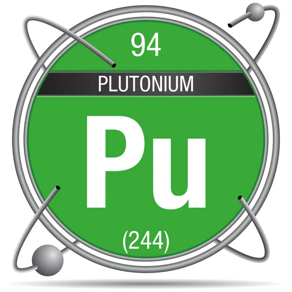 Simbol Plutonium Dalam Cincin Logam Dengan Latar Belakang Dan Bola - Stok Vektor