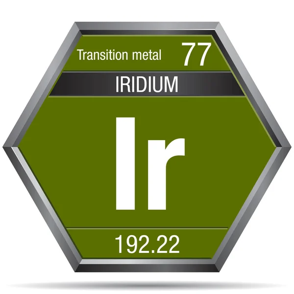 Symbol Iridium Postaci Sześciokąt Metalową Ramą Numer Elementu Układzie Okresowym — Wektor stockowy