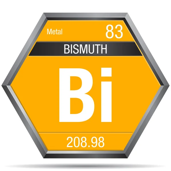 Bismuth Symbol Form Hexagon Med Metallisk Ram Elementnummer Det Periodiska — Stock vektor